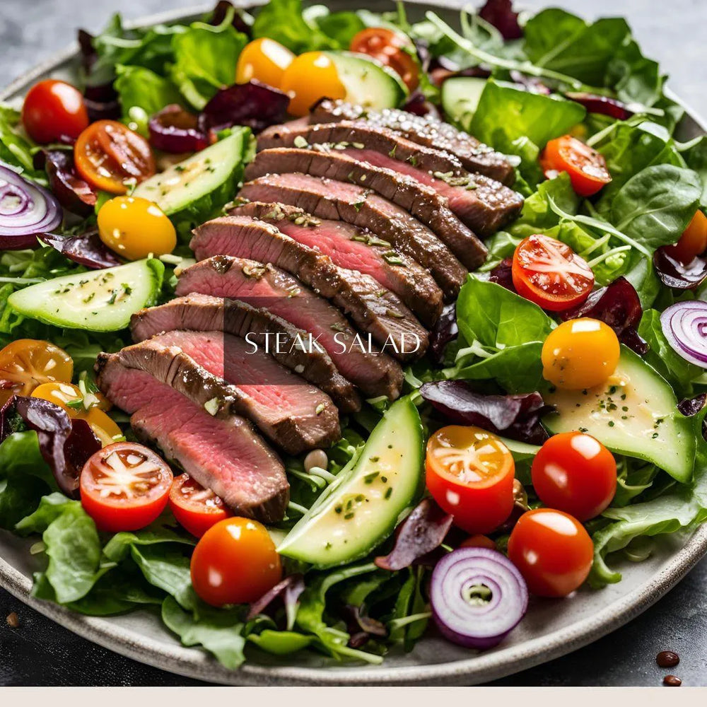 Steak Salad Topped With Balsamic Vinaigrette