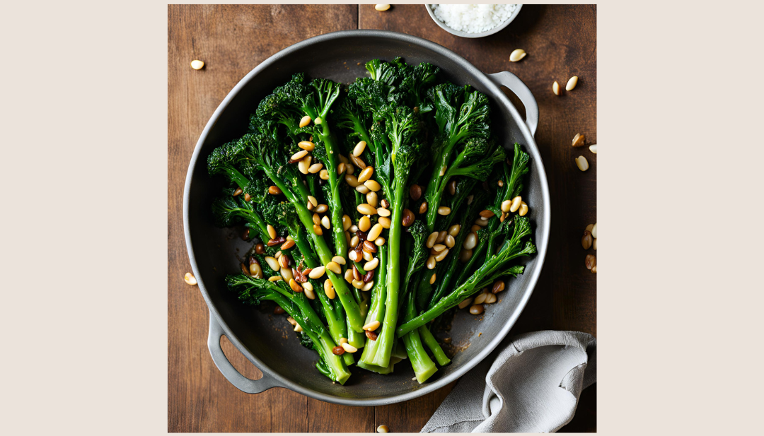 Garlic Lemon Sautéed Broccolini with Pine Nuts Recipe